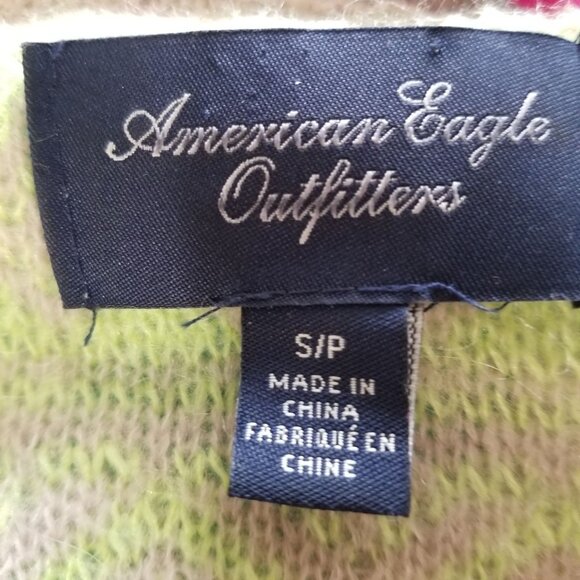 American Eagle Outfitters Womens S/P Green & Beige Knit Sweater With Subtle Patt - Picture 4 of 4